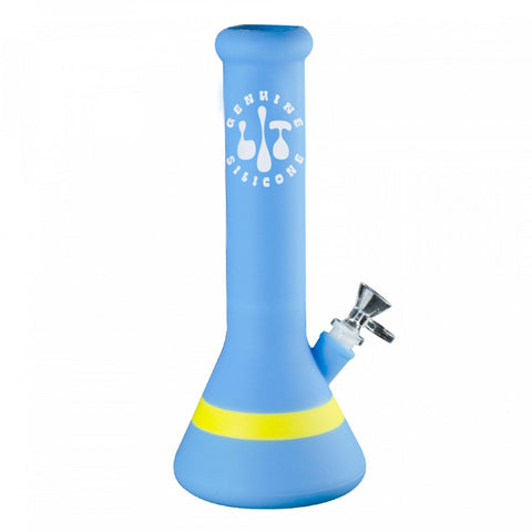 LIT Silicone 12" Tall Blue Beaker Water Pipe W/ Downstem & Bowl - MR. VAPOR